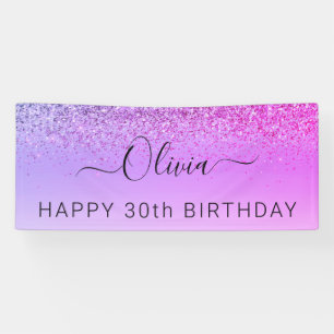 Geburtstag Lila Glitzer Girly Modern Banner