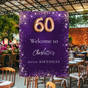 Geburtstag lila Glitzer Glitzern begrüßen Poster