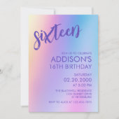 Geburtstag Lila Holografisch Einladung (Vorderseite)