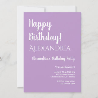 Geburtstag Lila Lilac Typografie Happy Geburtstag Einladung