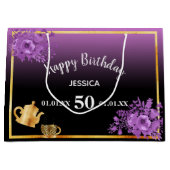 Geburtstag lila Name des Party Große Geschenktüte (Vorderseite)