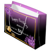 Geburtstag lila Name des Party Große Geschenktüte (Vorderseite Schrägansicht)