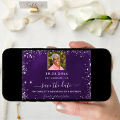 Geburtstag lila silbernes Foto Save The Date