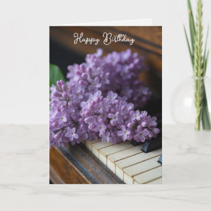 Geburtstag Lilacs auf alten Klaviertasten Karte