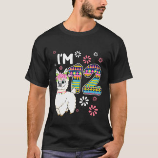 Geburtstag Llama Im 12 Jahre alt Girl Theme 12. Fa T-Shirt