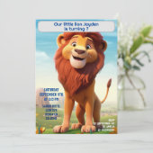 Geburtstag Löwe Personalisiert Name Alter Kinder Einladung (Stehend Vorderseite)