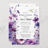 Geburtstag Luncheon Lila Hibiskus Blume Einladung (Vorne/Hinten)