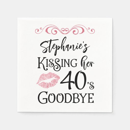 Geburtstag lustig Küssen eines Jahrzehnts Auf Wied Serviette (Vorderseite)