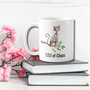 Geburtstag Lustige Katze „CEO des Chaos“ Katzenmut Kaffeetasse