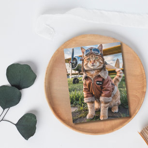 Geburtstag Lustige Katze Pilot & Flugzeug Luftfahr Postkarte