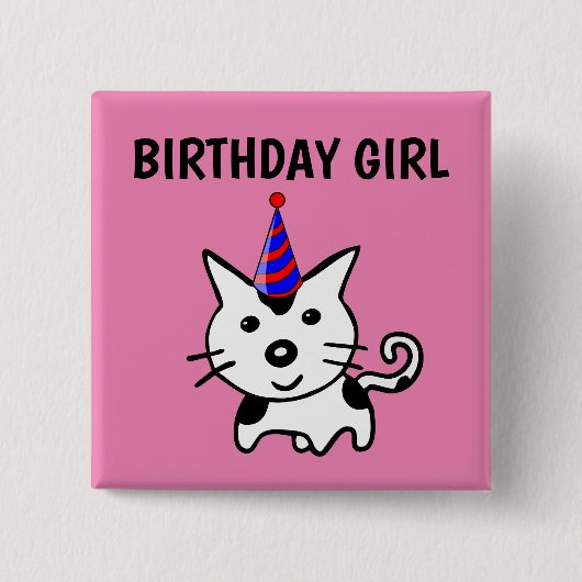 GEBURTSTAG-MÄDCHEN-KATZSCHALTFLÄCHE BUTTON (Vorderseite)
