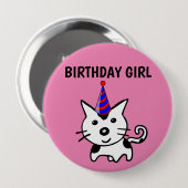 GEBURTSTAG-MÄDCHEN-KATZSCHALTFLÄCHE BUTTON (Vorne & Hinten)