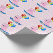 Geburtstag-Mädchen-Rosa-BabyTriceratops Dino Geschenkpapier (Ecke)