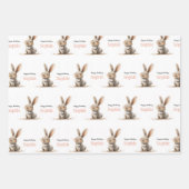 Geburtstag Mädchen Süßer Hase Geschenkpapier Set (Vorderseite)