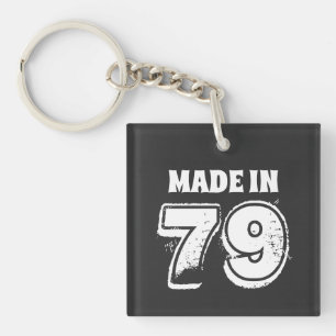 Geburtstag Made in '79 Typografie Schwarz Schlüsselanhänger