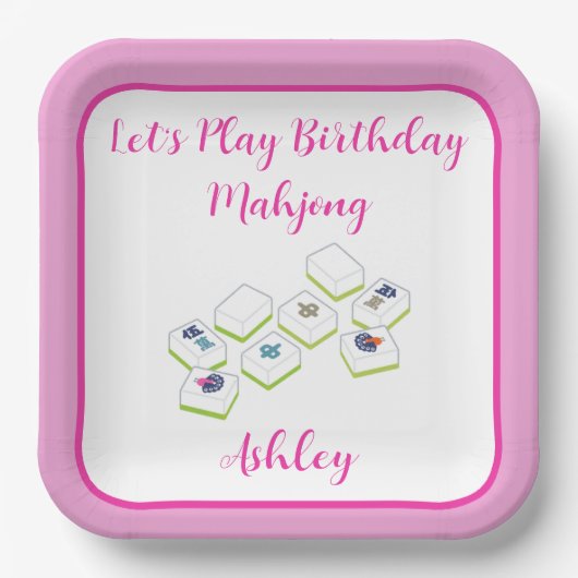 Geburtstag Mahjong PERSONALISIEREN Pappteller (Vorderseite)