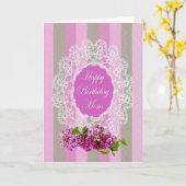 GEBURTSTAG - Mama - Alte Mode - Lilacs und Spitzen Karte (Gelbe Blume)