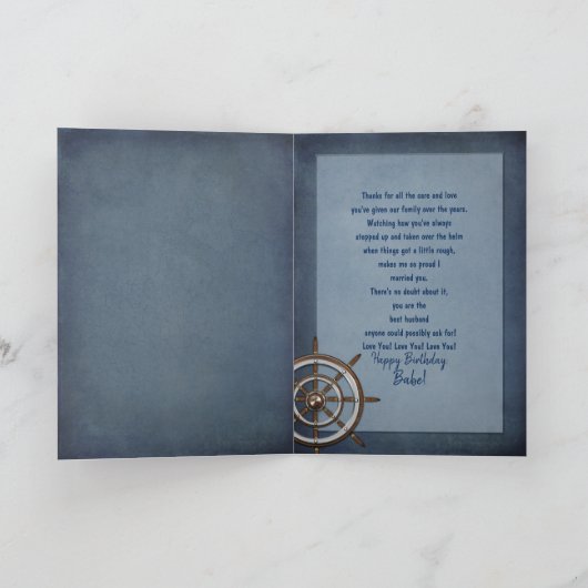 Geburtstag, Mann, Schiffrad, Helm Karte (Innenseite)