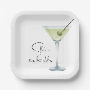 Geburtstag Martini auf Weiß Pappteller