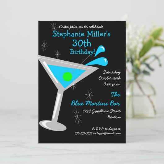 Geburtstag Martini-Cocktail Einladung (Stehend Vorderseite)