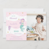 Geburtstag Meerjungfrau Einladung mit Foto (Vorderseite)