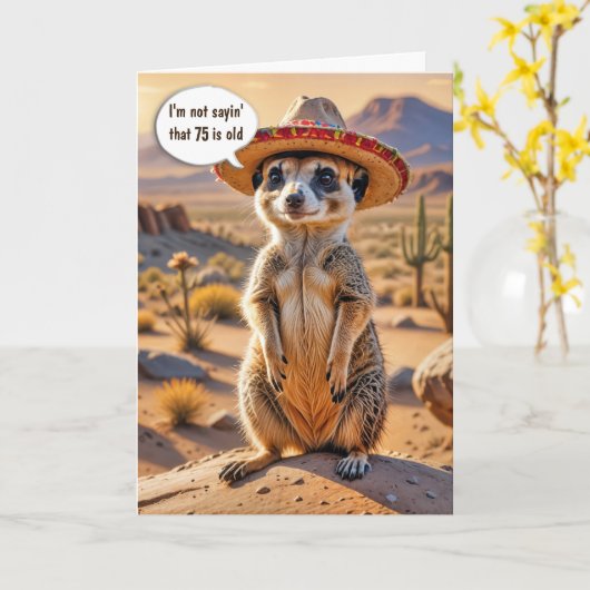 Geburtstag Meerkat Tragen eines Sombrero Karte (Gelbe Blume)