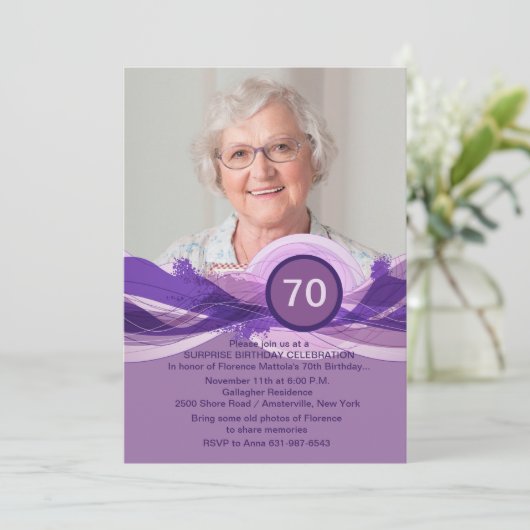 Geburtstag Meilenstein Foto Einladung (Stehend Vorderseite)