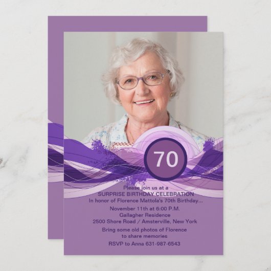 Geburtstag Meilenstein Foto Einladung (Vorne/Hinten)