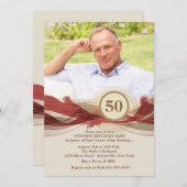 Geburtstag Meilenstein Tan Foto Einladung (Vorne/Hinten)