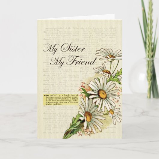Geburtstag Meine Schwester, mein Freund, Vintagen  Karte (Vorderseite)