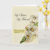 Geburtstag Meine Schwester, mein Freund, Vintagen  Karte (Gelbe Blume)