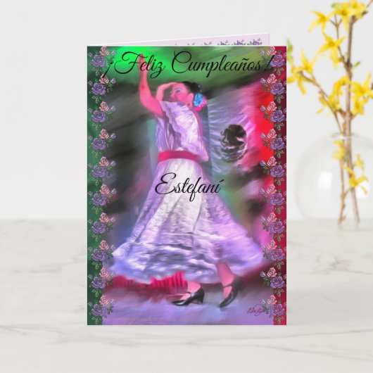 Geburtstag Mexican Dancer 0175 Karte (Gelbe Blume)