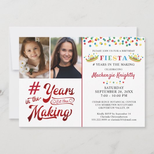 Geburtstag mexikanisches Fiesta 2 Foto im Alter Einladung (Vorderseite)