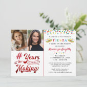 Geburtstag mexikanisches Fiesta 2 Foto im Alter Einladung (Stehend Vorderseite)