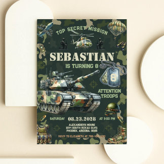 Geburtstag Militär Soldat Jungen Kinder Einladung
