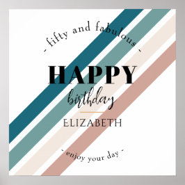 Geburtstag Minimalistisches Design in Pastellfarbe Poster