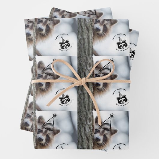 Geburtstag Mischief: Adorable Raccoon-Feier Geschenkpapier Set (Beispiel)