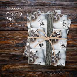 Geburtstag Mischief: Adorable Raccoon-Feier Geschenkpapier Set