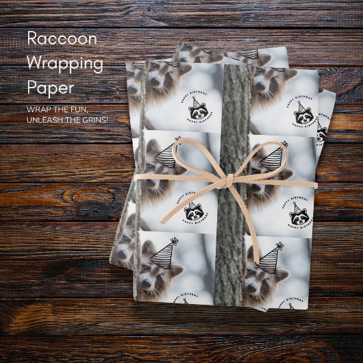 Geburtstag Mischief: Adorable Raccoon-Feier Geschenkpapier Set