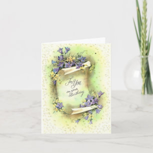 Geburtstag mit altmodischen lila Blumen Karte