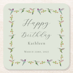 Geburtstag mit Anna-Kolibris nach Maß Rechteckiger Pappuntersetzer