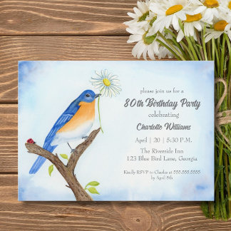 Geburtstag mit Blaumeise im April - für Menschen j Einladung