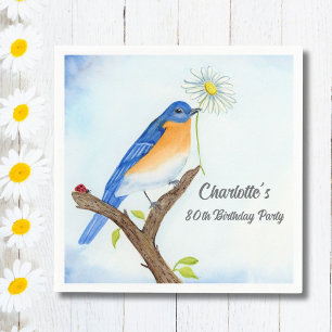 Geburtstag mit Blaumeise im April - für Menschen j Serviette