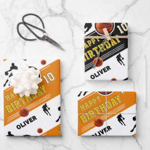 Geburtstag mit dem Thema moderner Basketballspiele Geschenkpapier Set