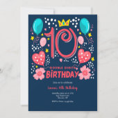 Geburtstag mit doppelten Ziffern Einladung (Vorderseite)