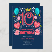 Geburtstag mit doppelten Ziffern Einladung (Vorne/Hinten)