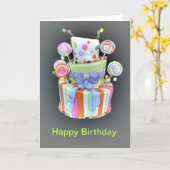 Geburtstag mit einem fantastischen Kuchen Karte (Gelbe Blume)