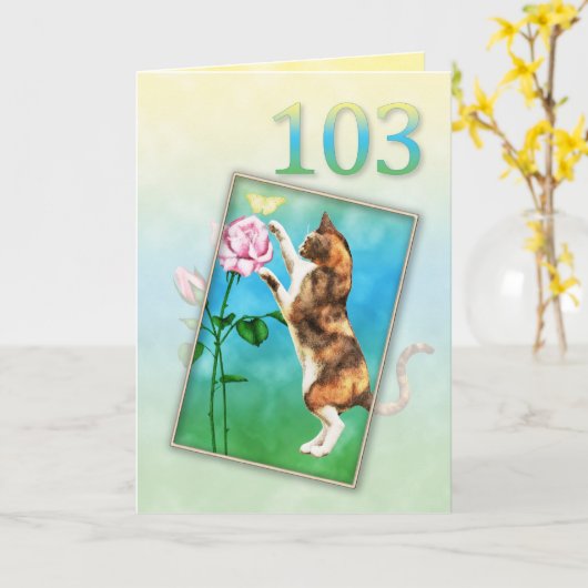 Geburtstag mit einer spielerischen Katze Karte (Gelbe Blume)