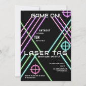 Geburtstag mit farbenfrohem Neon-Lasertag Einladung (Vorderseite)