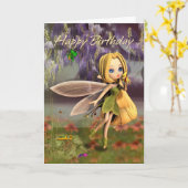 Geburtstag mit Feen und Drachen Karte (Gelbe Blume)